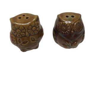 Mini salt &‎ Pepper shakers ceramic 70's retro owls